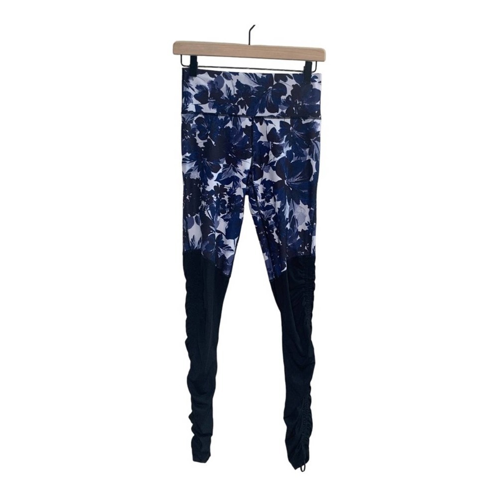 Fabletics Cashel Foldover Powerform Leggings Navy Floral Print Size Small